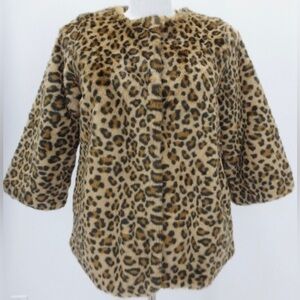 H&M Leopard Faux Fur Cropped Jacket